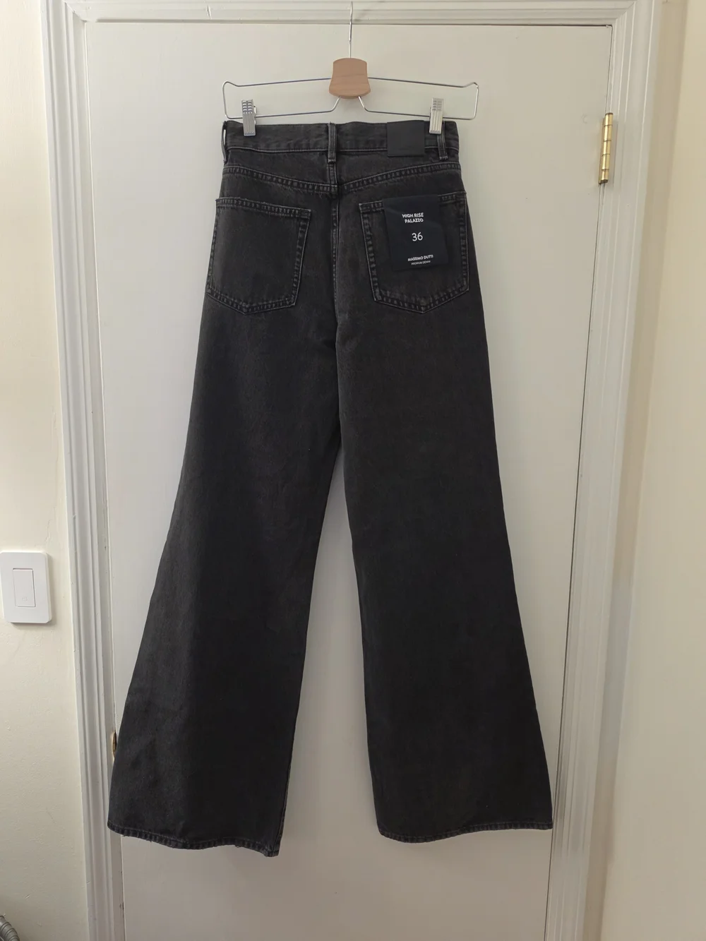 NWOT Women Massimo Dutti High-Rise Palazzo Jeans in Black, US 4, SMALL - Picture 7 of 7